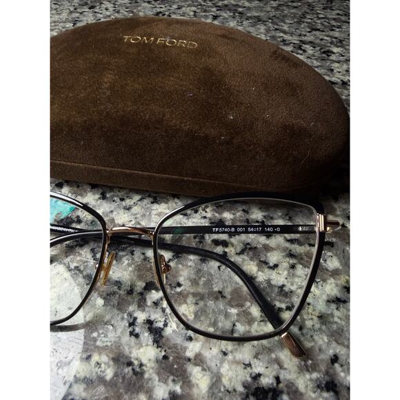 Tom Ford TF5740-B Eyeglasses in BLACK Gold Frame 54-17 Made in Italy main image 4